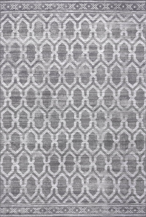 Megan Trellis Machine Washable Indoor Outdoor Area Rug Grey