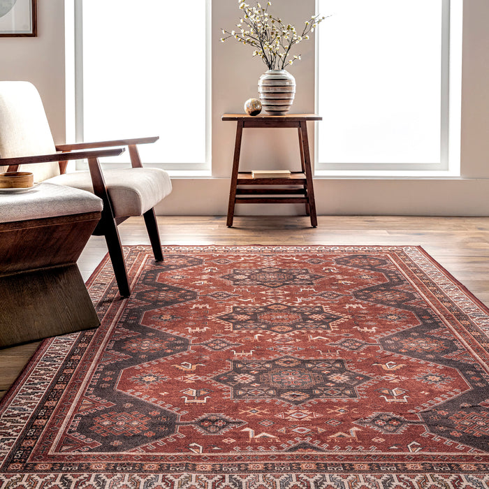 Meilani Persian Washable Rug In Brick Color 120x180 cm