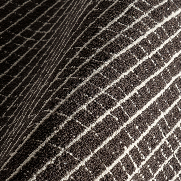 Melrose Charcoal Checked Wool Area Rug 152 x 244 cm