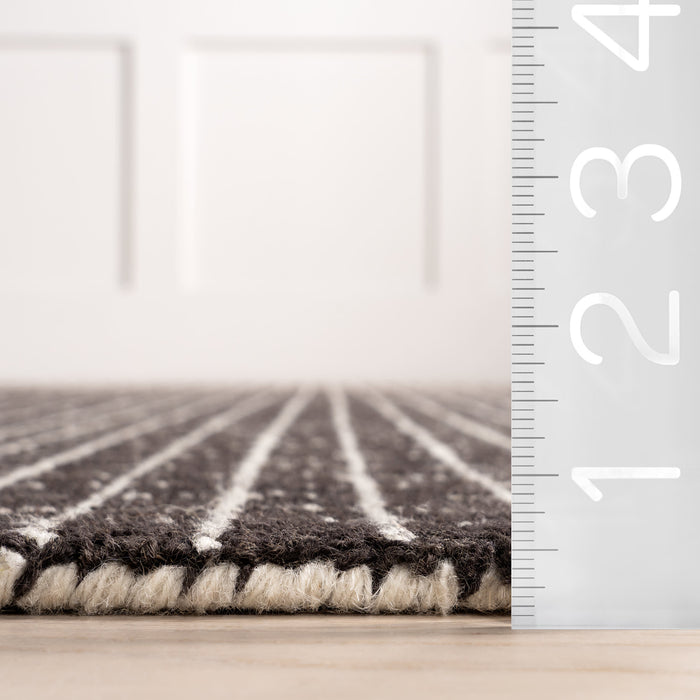 Melrose Charcoal Checked Wool Area Rug 152 x 244 cm