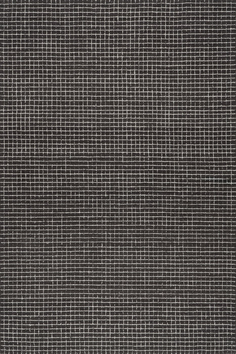 Melrose Charcoal Checked Wool Area Rug 152 x 244 cm