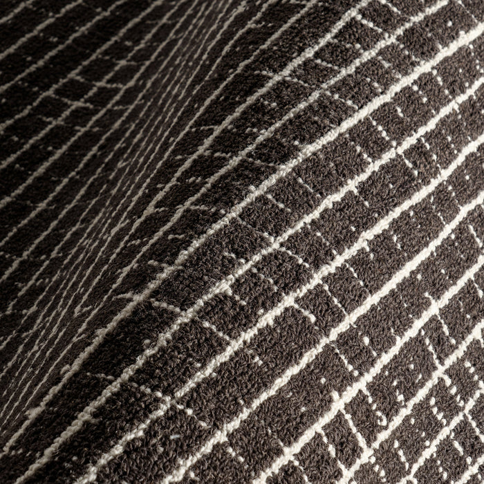 Melrose Charcoal Checked Wool Area Rug 152x244 cm