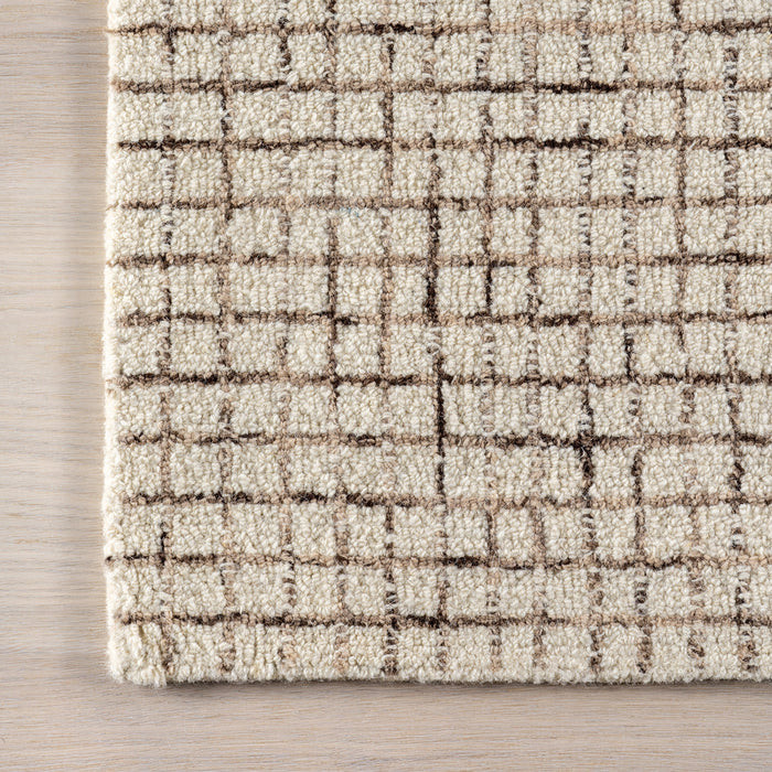 Melrose Cream Checked Wool Rug 152 x 244 cm