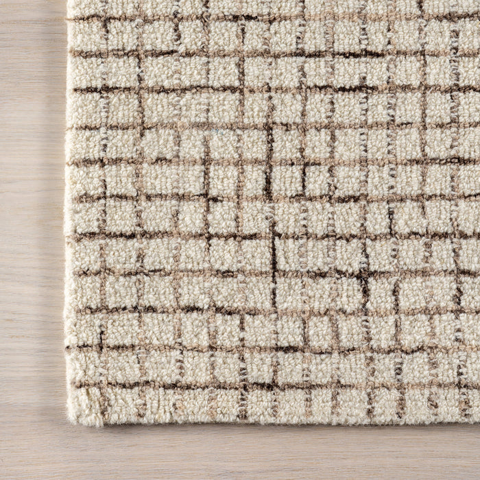 Melrose Cream Checked Wool Rug 160x230 cm