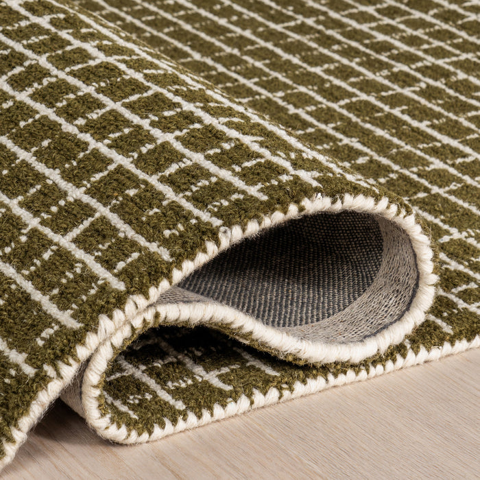 Melrose Graphic Wool Rug 152 cm x 244 cm Moss Color