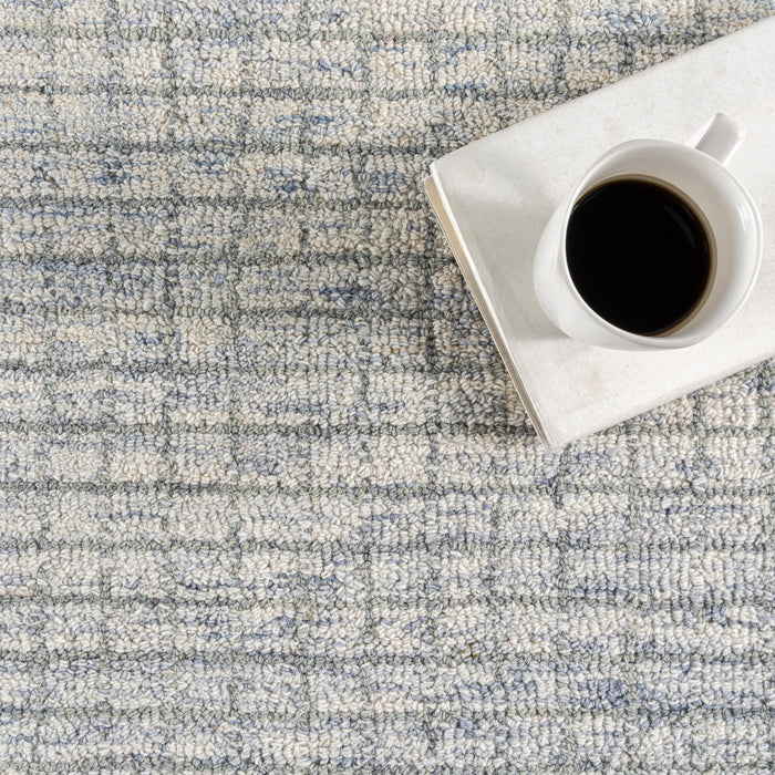 Melrose Graphic Wool Rug Light Blue Grey 152x244 cm