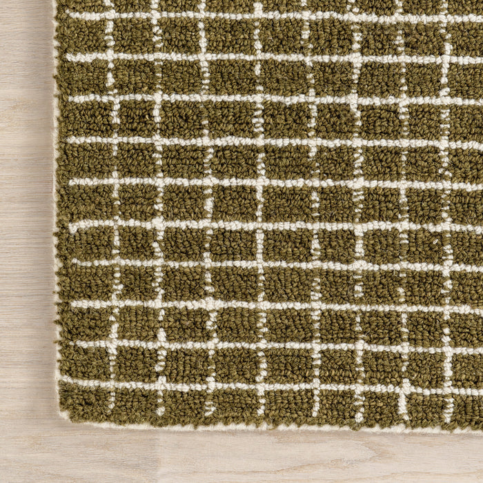 Melrose Graphic Wool Rug in Moss 152 cm