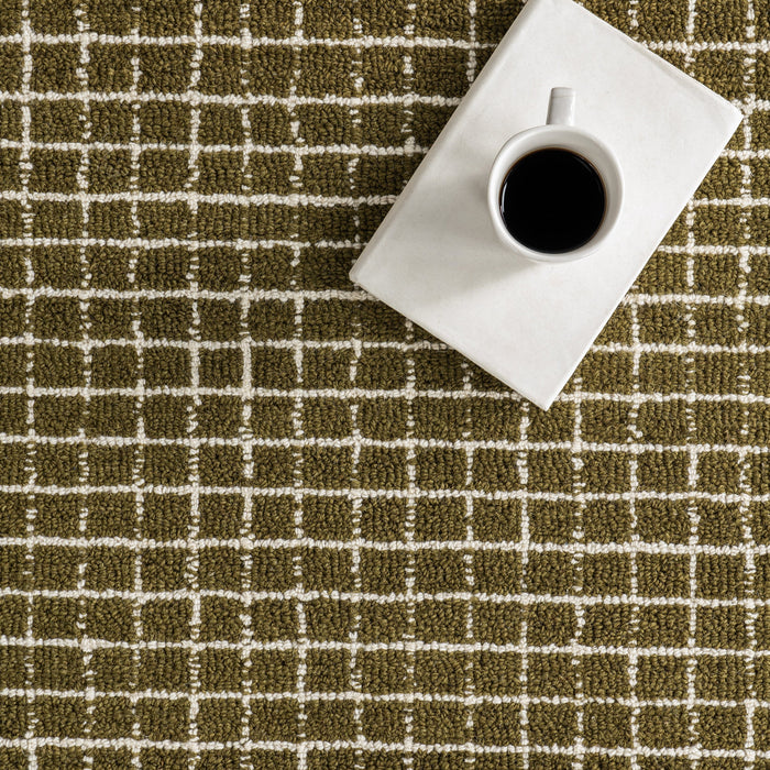 Melrose Graphic Wool Rug in Moss 152 cm