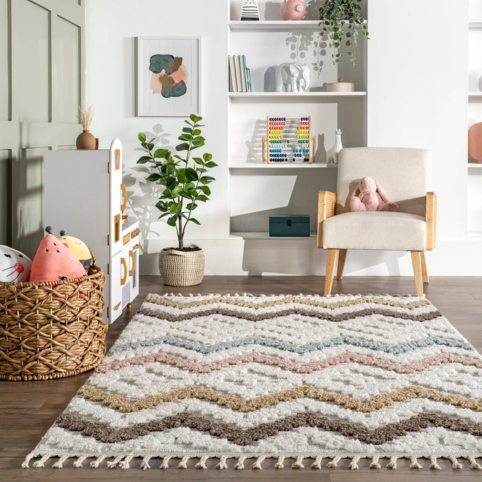Meredith Beige Kids Pastel Waves Area Rug 120 x 160 cm