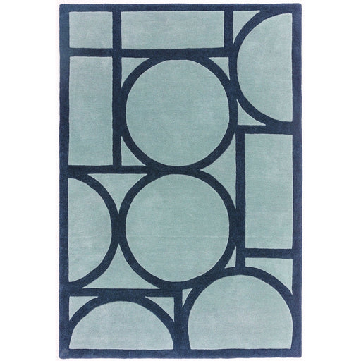 Metro Modern Geometric Hand-Carved Hi-Low Wool Blue Rug