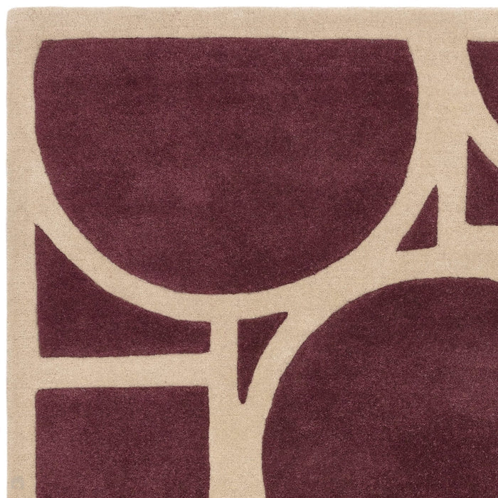 Metro Modern Geometric Hand-Carved Hi-Low Wool Plum Rug