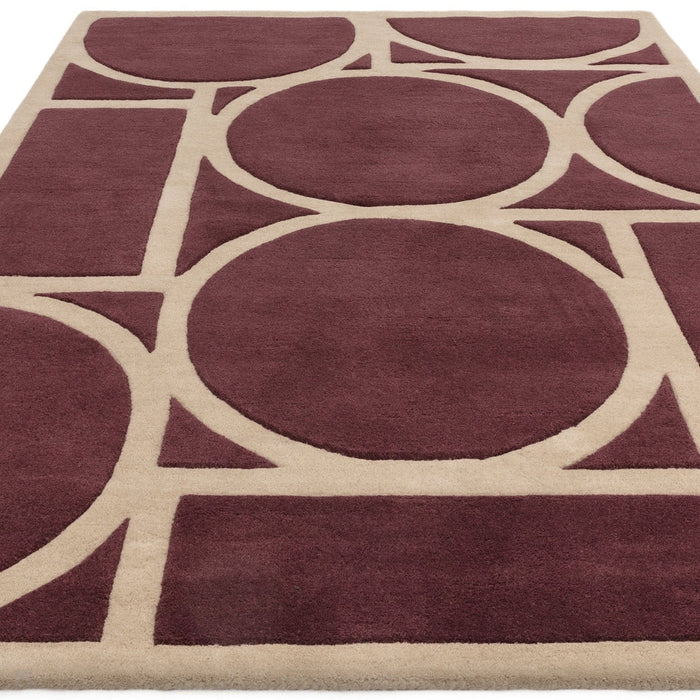 Metro Modern Geometric Hand-Carved Hi-Low Wool Plum Rug