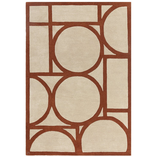 Metro Modern Geometric Hand-Carved Hi-Low Wool Rust Rug