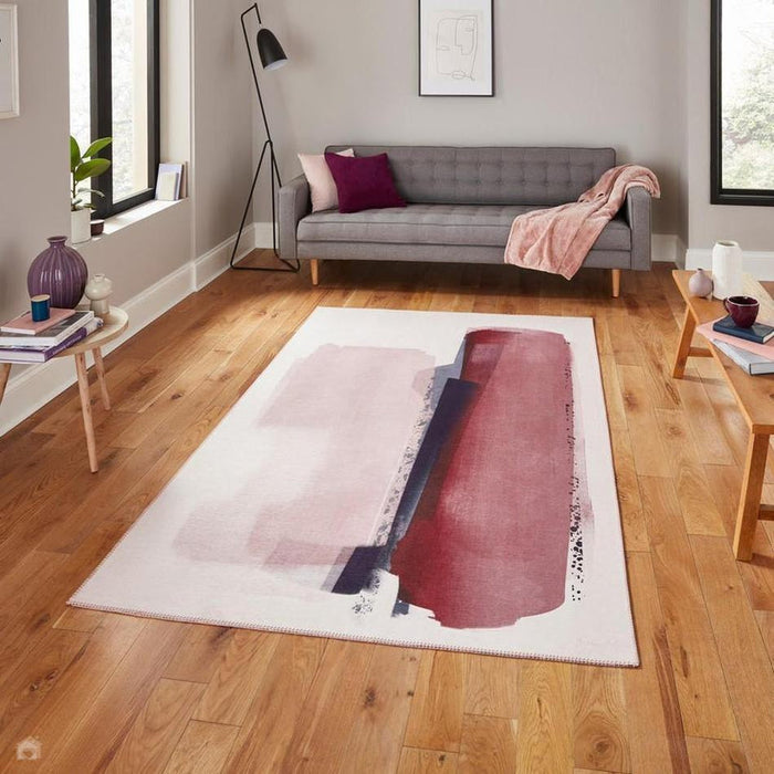 Michelle Collins AB0151 Modern Abstract Printed Smooth Soft-Touch Polyester Flat-Pile Flatweave Rose/Crimson Rug