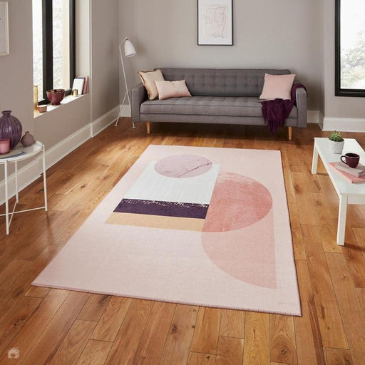 Michelle Collins AB0157 Modern Abstract Printed Smooth Soft-Touch Polyester Flat-Pile Flatweave Rose Rug