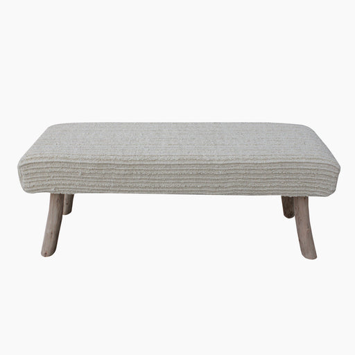Mid-Century Hand-Woven Wool Polyester Bench