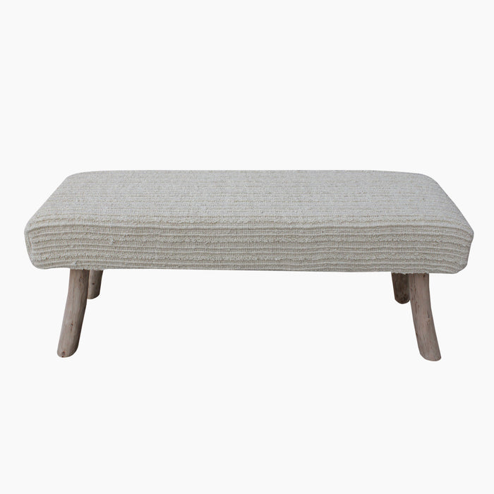 Mid-Century Hand-Woven Wool Polyester Bench