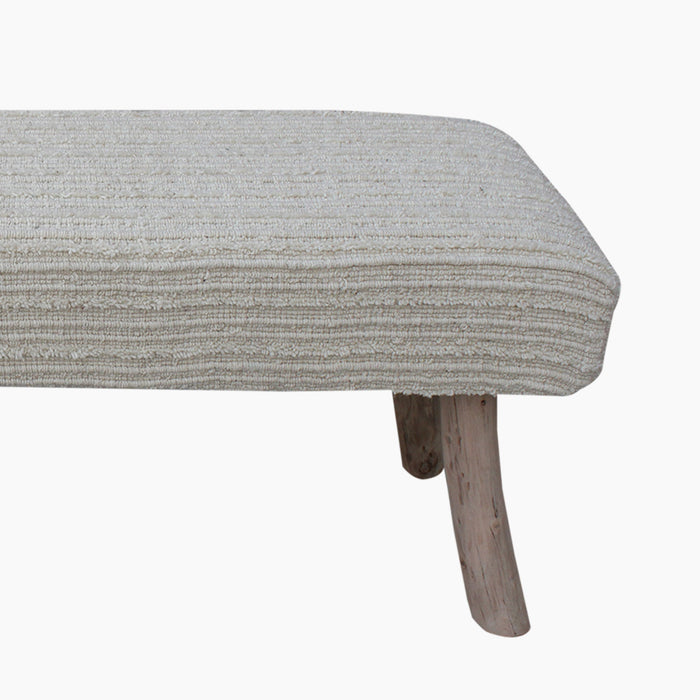Mid-Century Hand-Woven Wool Polyester Bench
