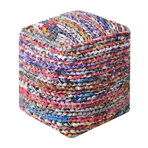 Mila Pouf Hand-Woven Recycled Fabric Home Accent