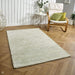 Milano Modern Plain Hand-Woven Textured Felted Space-Dyed Wool Cream/Green Rug