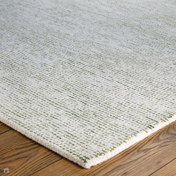 Milano Modern Plain Hand-Woven Textured Felted Space-Dyed Wool Cream/Green Rug