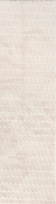 Milazia Beige Washable Honeycomb Plush Rug 150x200 cm