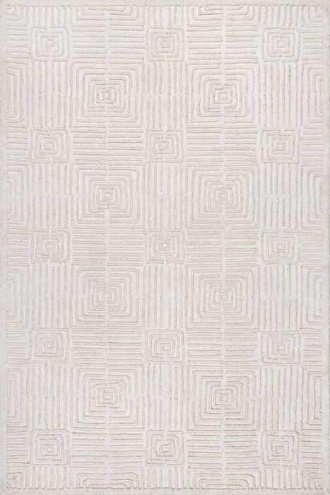 Miley Ivory Textured Tiled Area Rug 160 X 230 cm