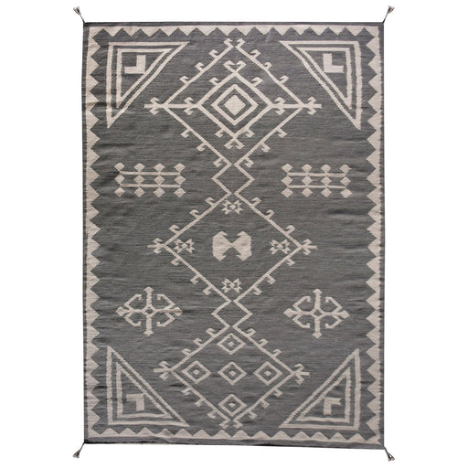 Minimalist Ivory Charcoal NZ Wool Hand Woven Rug