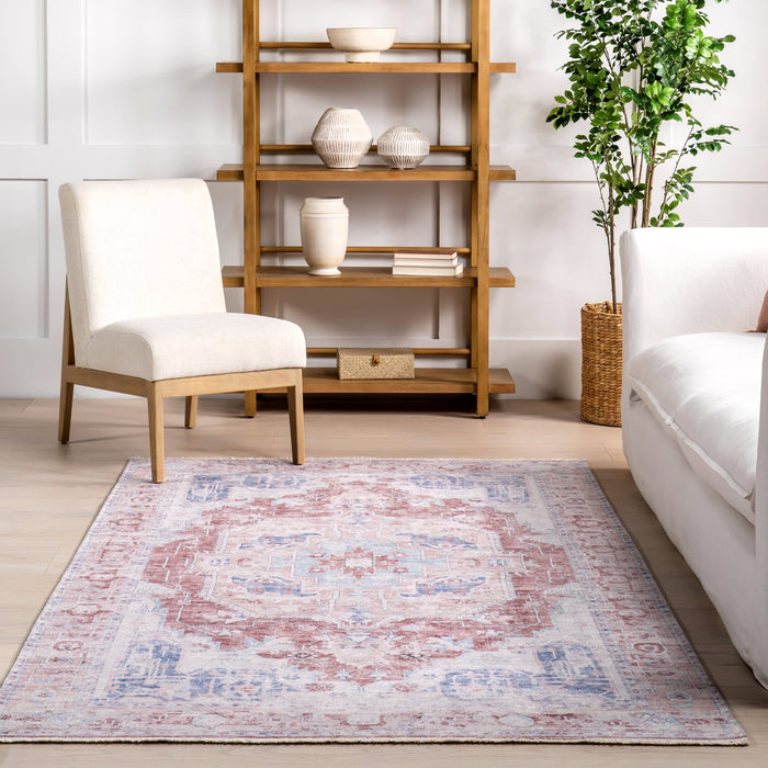 Minnie Vintage Medallion Washable Rug 140x200 cm Rust