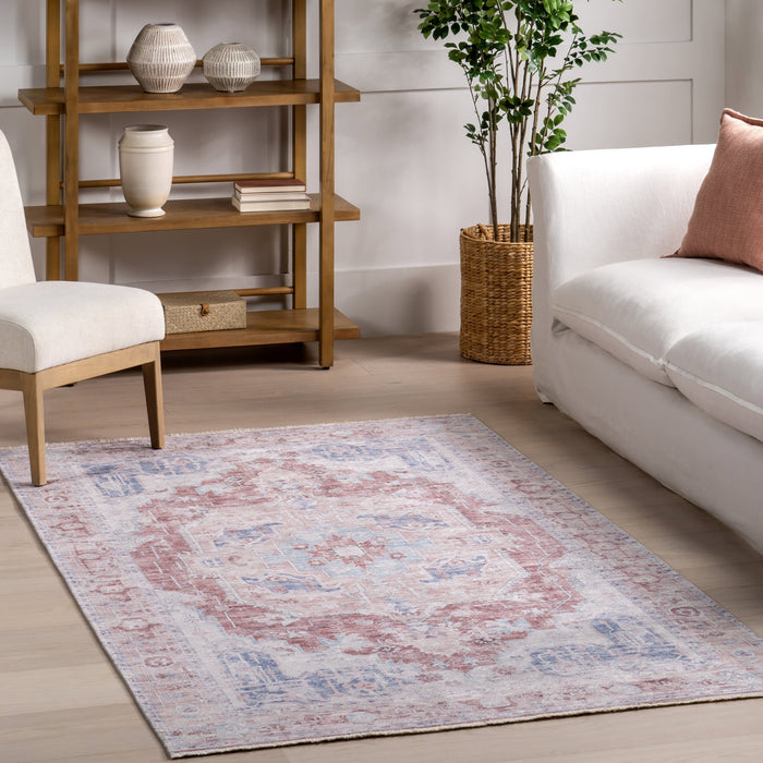 Minnie Vintage Medallion Washable Rug 140x200 cm Rust