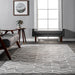 Miriam Grey Leather Herringbone Area Rug 152x244 cm