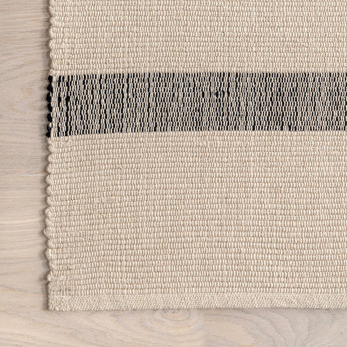 Missy Striped Cotton Area Rug in Ivory Color