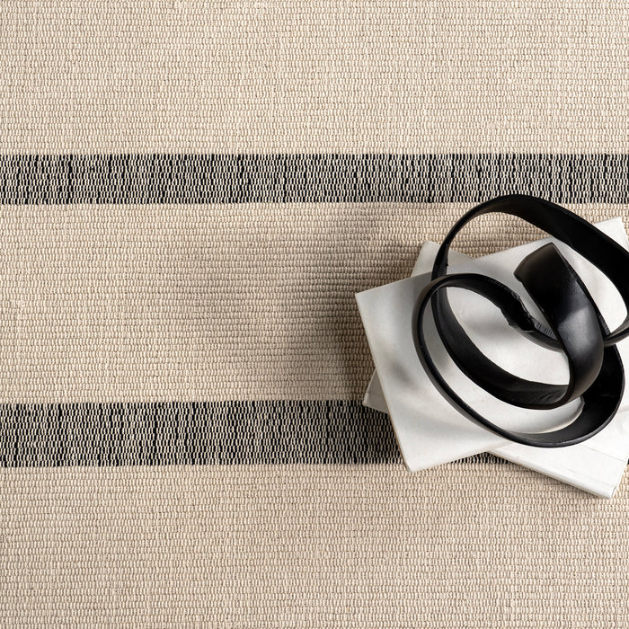Missy Striped Cotton Area Rug in Ivory Color