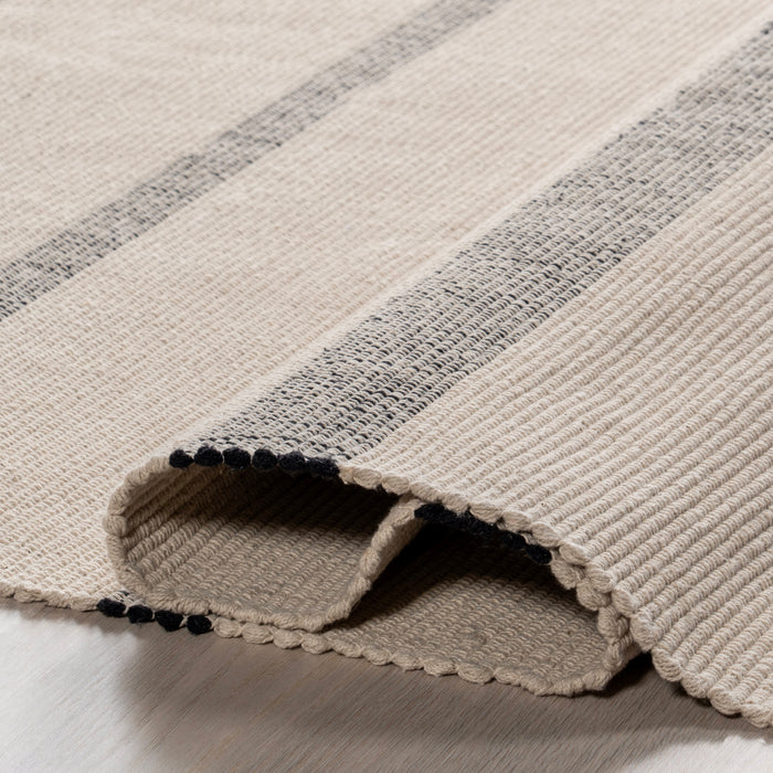 Missy Striped Cotton Area Rug in Ivory Color