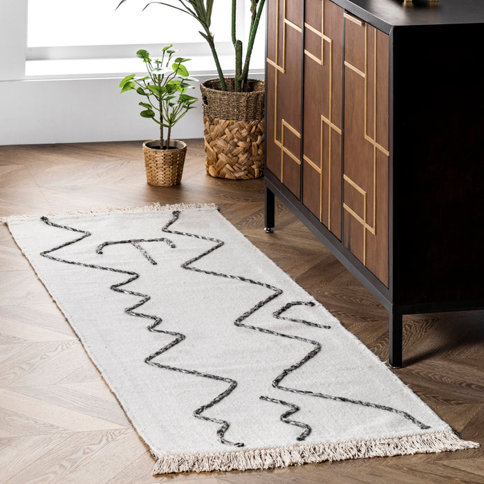 Modern Abstract Area Rug in Ivory 120x180 cm