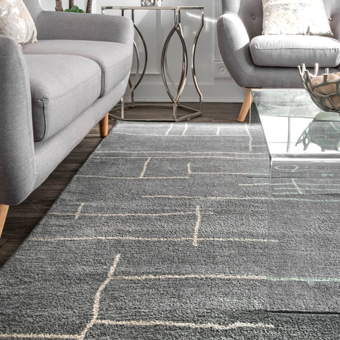 Modern Abstract Grey Area Rug 160cm x 230cm