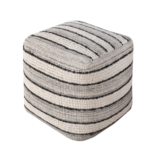 Modern Grey Black White Wool Pouf for Indoor Outdoor Use