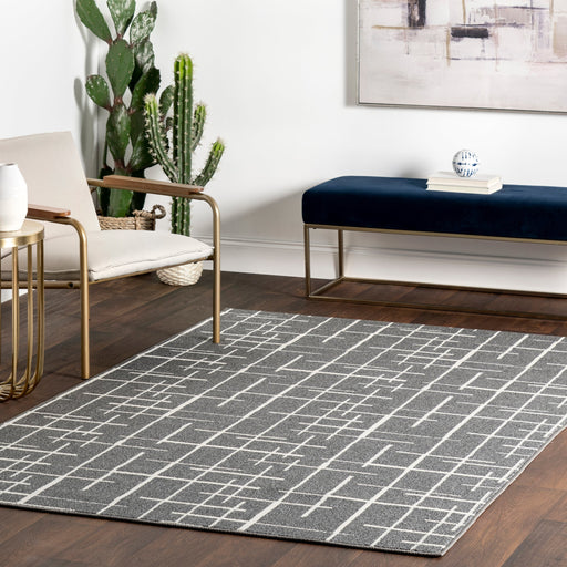 Modern Grey Crosshatch Area Rug 120x180 cm