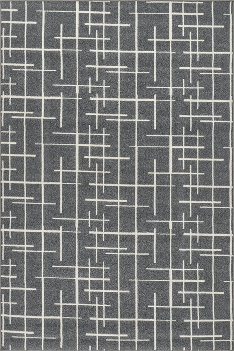 Modern Grey Crosshatch Area Rug 120x180 cm