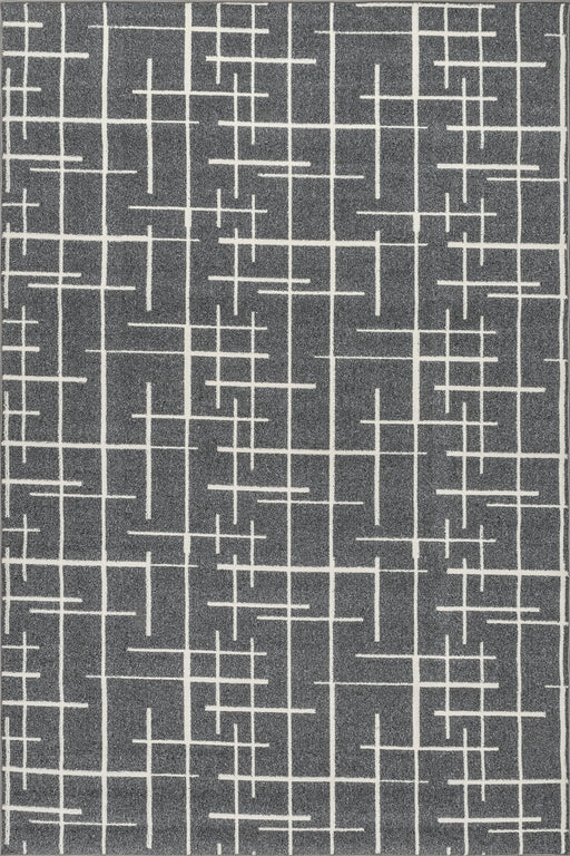 Modern Grey Crosshatch Area Rug 120x180 cm