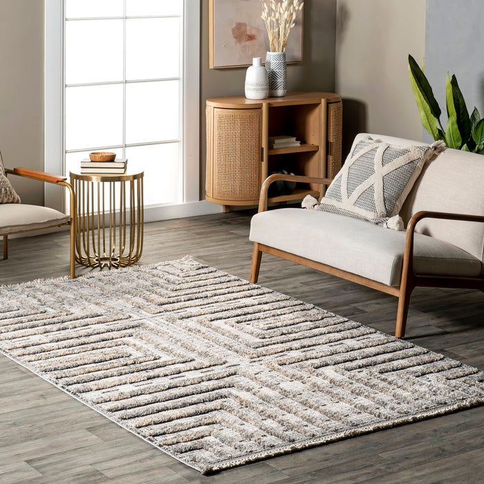 Modern Grey Maze Area Rug 160x230 cm