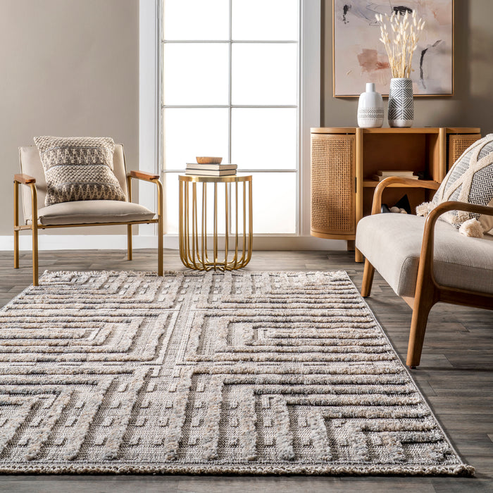 Modern Grey Maze Area Rug 160x230 cm