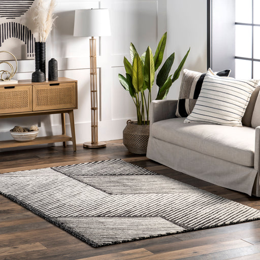 Modern Grey Striped Area Rug 150x240 cm