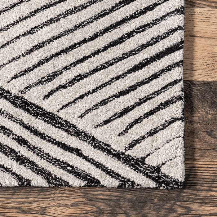 Modern Grey Striped Area Rug 150x240 cm