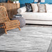 Modern Grey Stripes Area Rug for Living Room