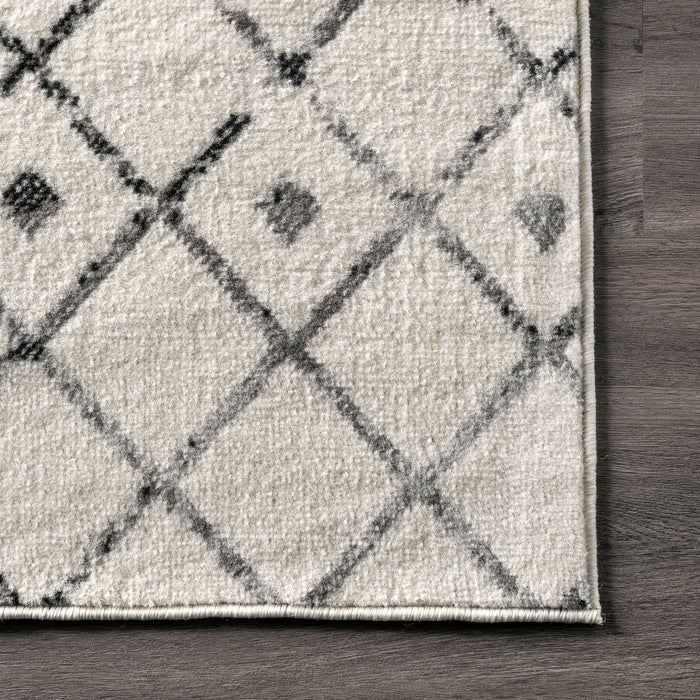 Modern Grey Trellis Area Rug 120x180 cm