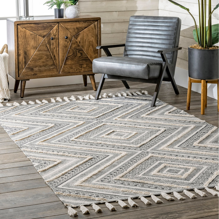 Modern Grey Trellis Area Rug 160x230 cm