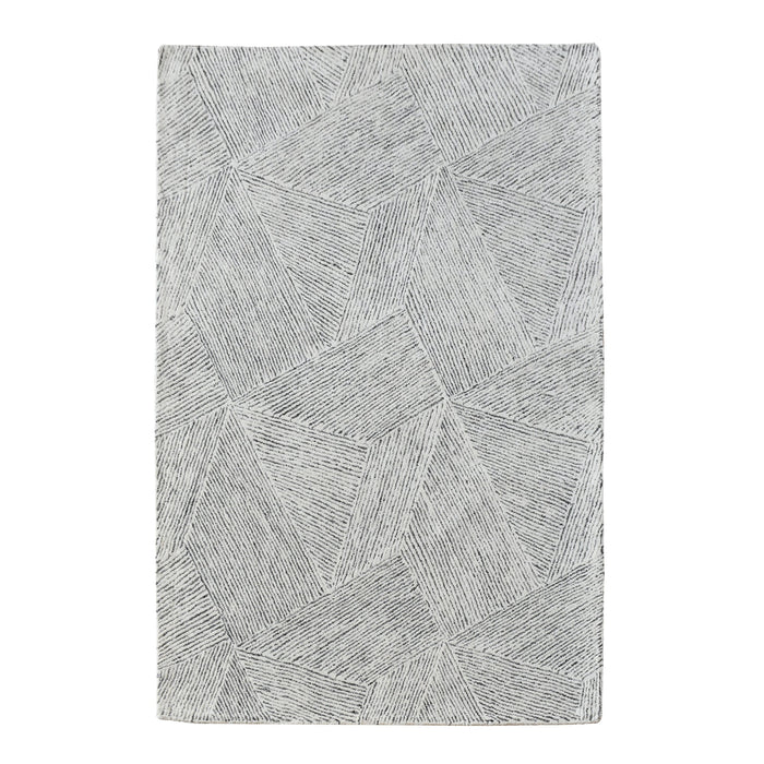 Modern Hand-Tufted Wool Rug in Grey and Ivory Design