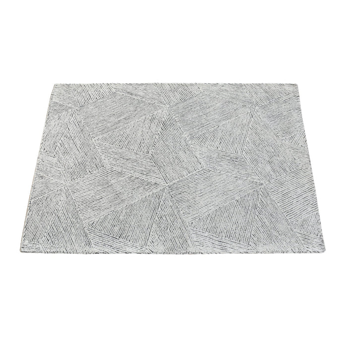 Modern Hand-Tufted Wool Rug in Grey and Ivory Design