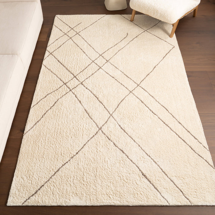 Modern Ivory Abstract Stripes Area Rug 160x230 cm